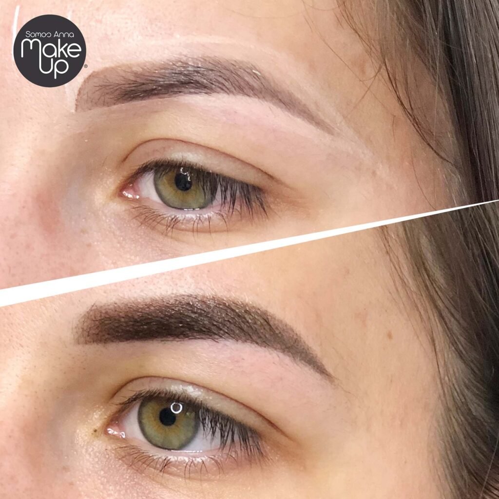 ombre tetoválás menete, Eyebrow tattoo